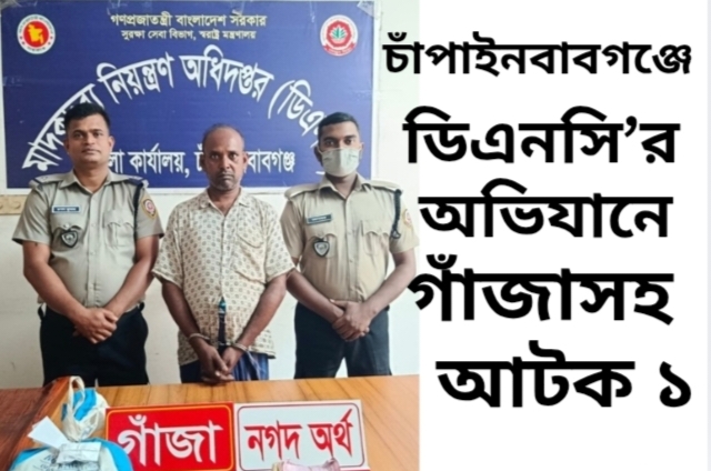 চাঁপাইনবাবগঞ্জে ডিএনসি’র অভিযানে গাঁজাসহ আটক ১