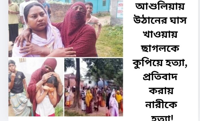 আশুলিয়ায় উঠানের ঘাস খাওয়ায় ছাগলকে কুপিয়ে হত্যা, প্রতিবাদ করায় নারীকেও হত্যা!
