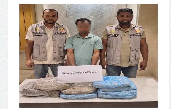 ০৮ কেজি গাঁজাসহ এক মাদক কারবারিকে গ্রেফতার করেছে গোয়েন্দা মতিঝিল বিভাগ