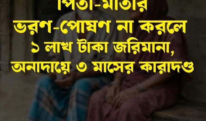 পিতা মাতার দায়িত্ব পালন না করলে সর্বোচ্চ ১ লাখ টাকা জরিমানা এবং অনাদায়ে সর্বোচ্চ ৩ মাসের কারাদণ্ডের বিধান রয়েছে