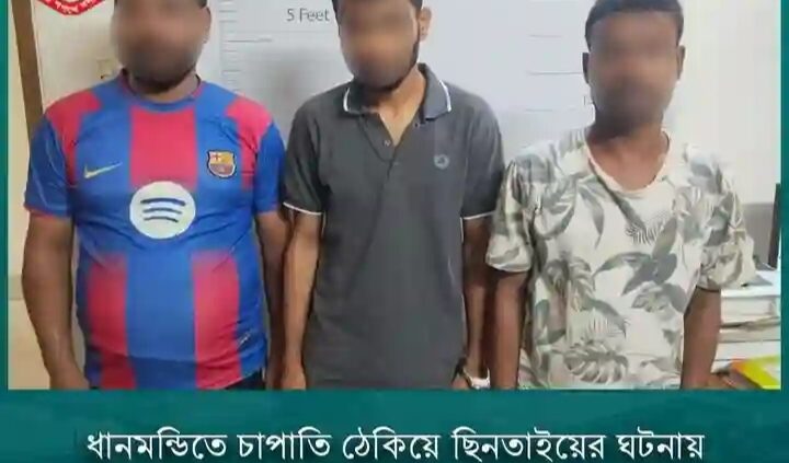 ধানমন্ডিতে চাপাতি ঠেকিয়ে ছিনতাইয়ের ঘটনায় তিন পেশাদার ছিনতাইকারী গ্রেফতার
