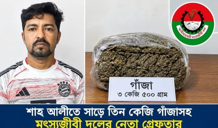 শাহ্ আলীতে সাড়ে তিন কেজি গাঁজাসহ মৎস্যজীবী দলের নেতা গ্রেফতার